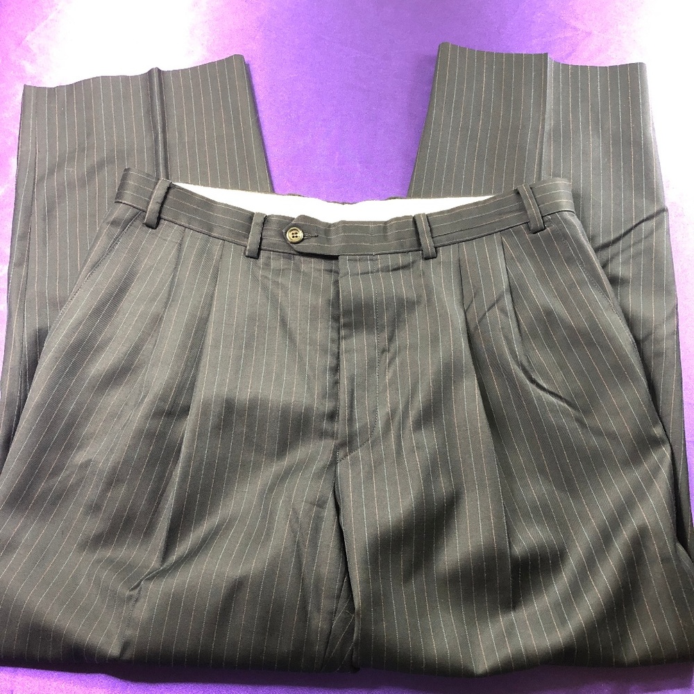 📌 Dark Blue with Pinstripe Classic Men Dress Pants